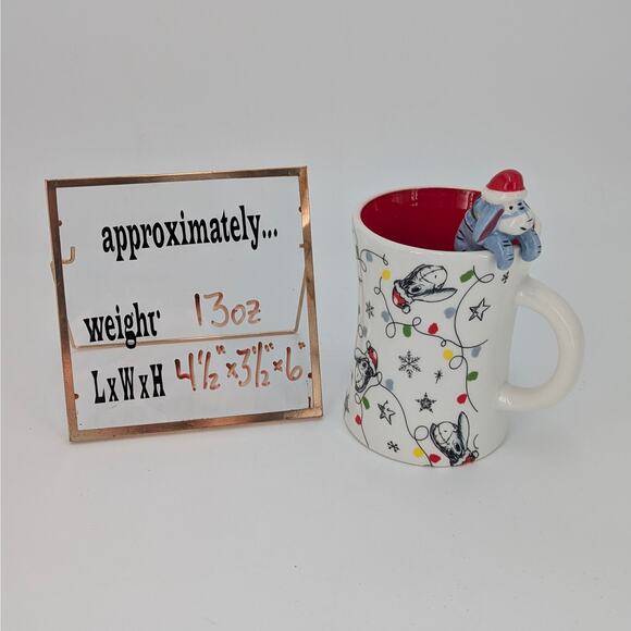Disney Eeyore Christmas Mug Ceramic Sculpted Cup Hanger Winne The Pooh Holiday - Picture 11 of 11